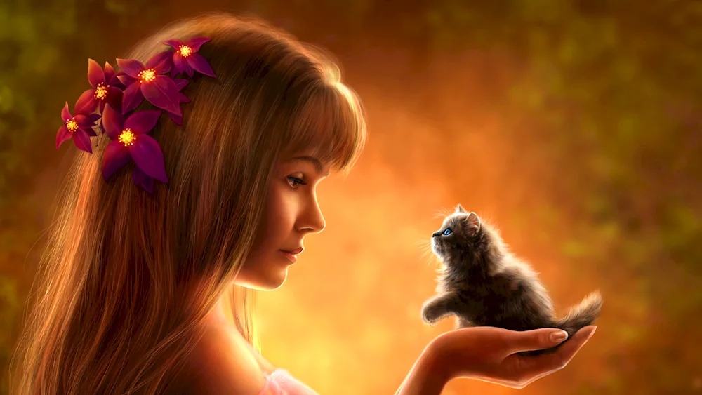 Girl with cat