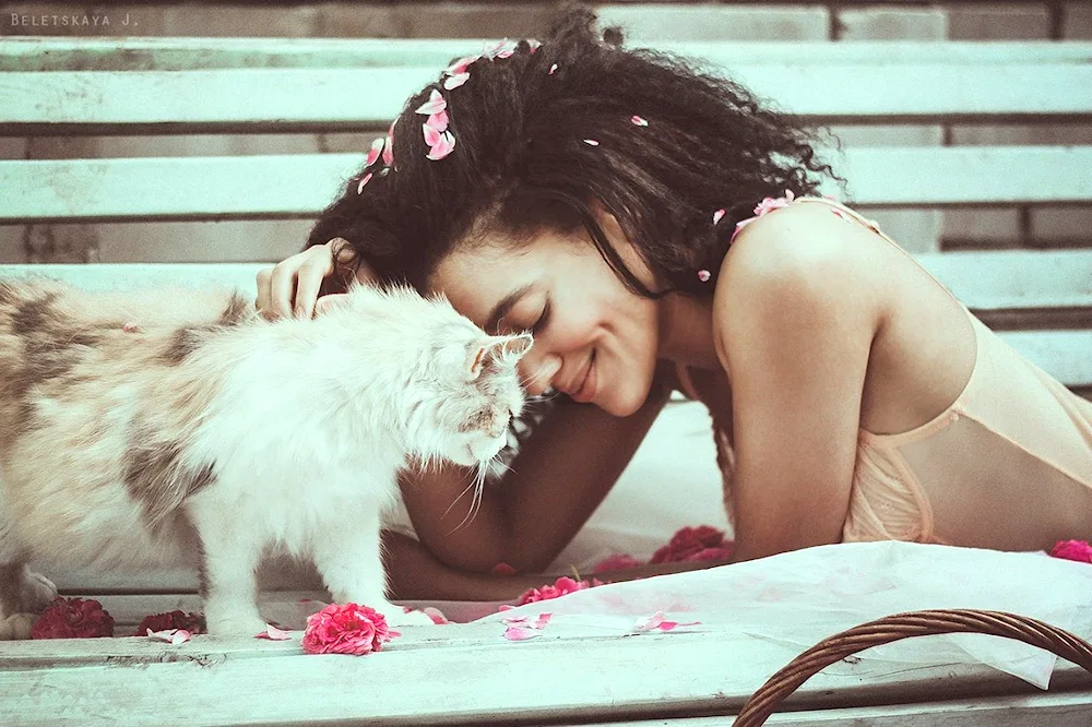 Beautiful girl with cat