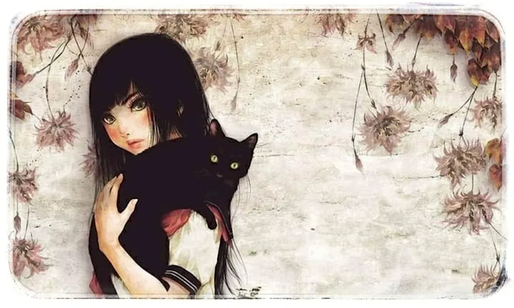 Girl with cat art