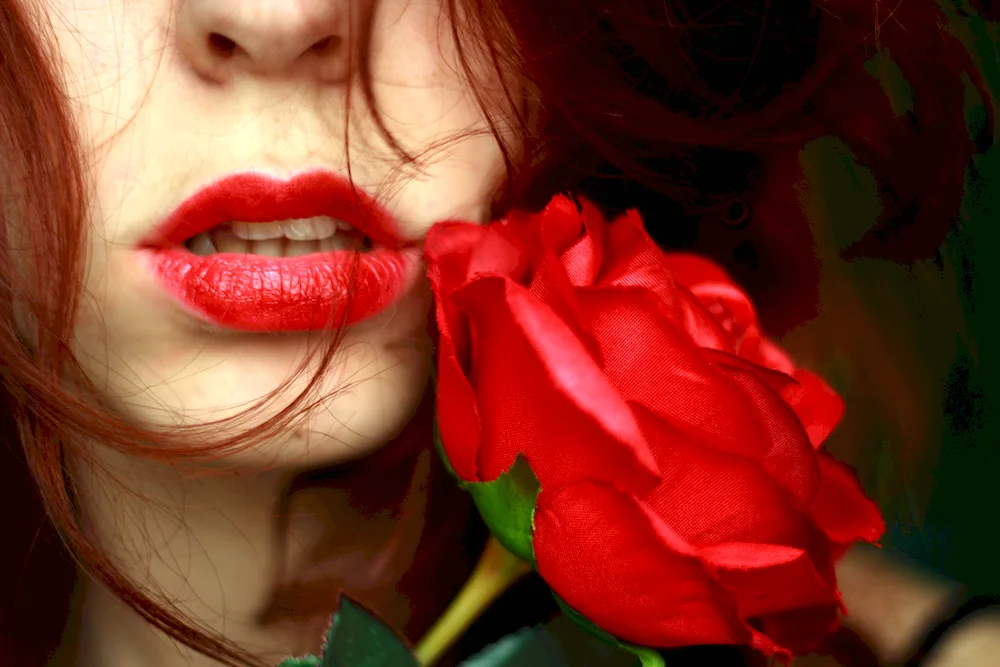 Girl with red roses