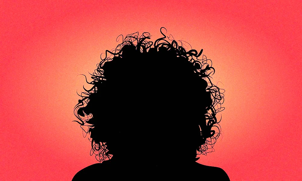 Girl with curly hair silhouette