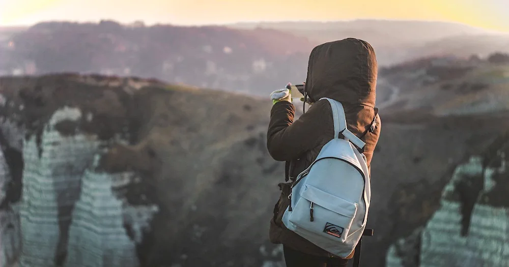 A girl with backpack