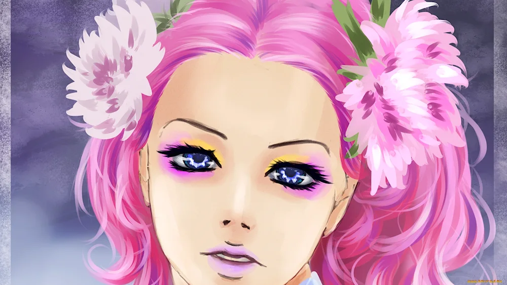 Beautiful girls with pink hair. hair