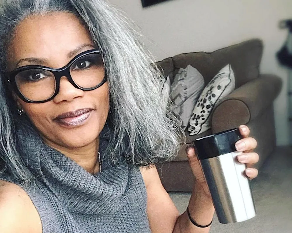 Grey hair girl with grey hair