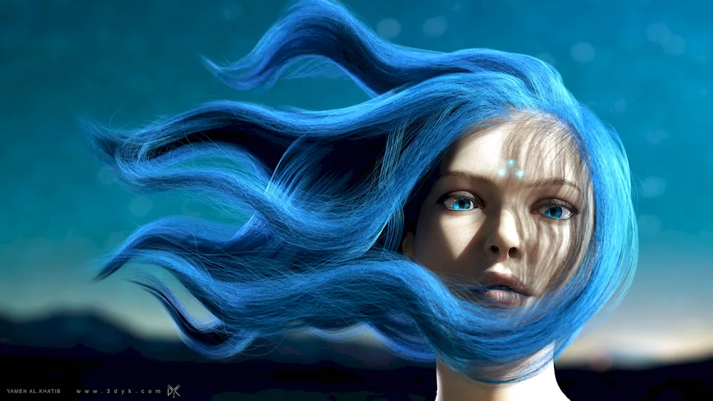 Girl with blue hair