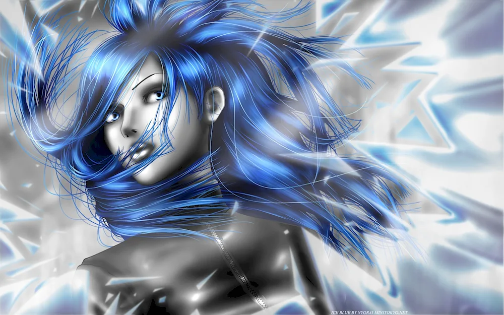 Girl with blue hair