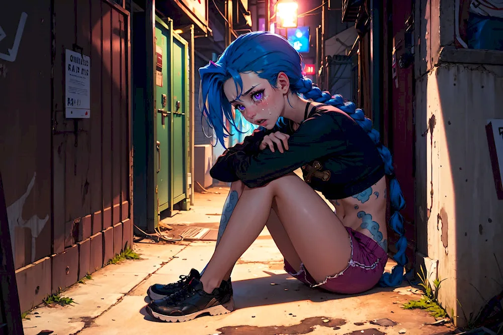 Girl with blue hair. blue haired girl with blue hair from the game