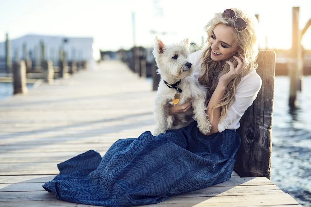 Blonde with a dog