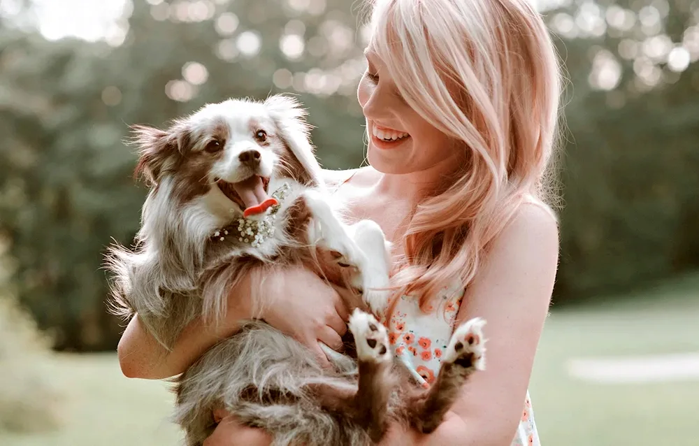 Photoshoot girl with a dog