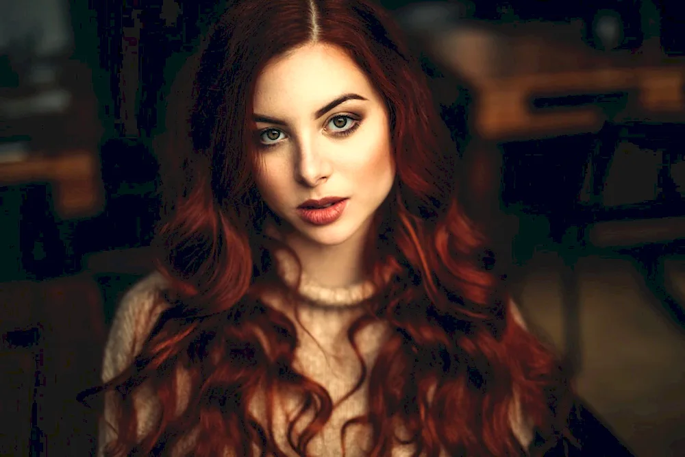 Girl with dark red hair