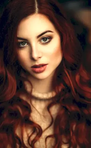 Girl with dark red hair