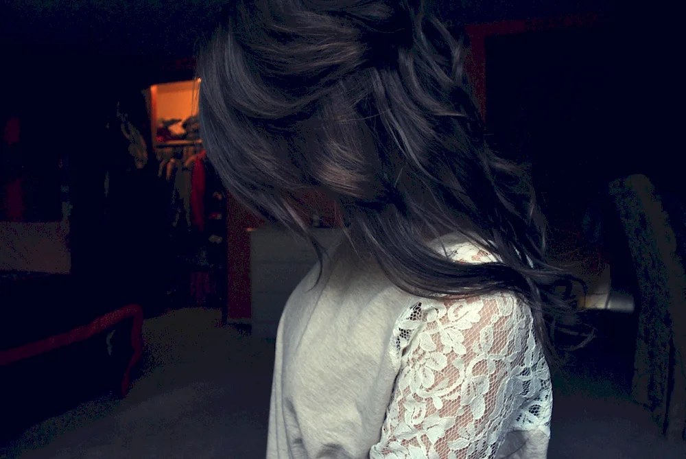 Girl with dark hair from the back