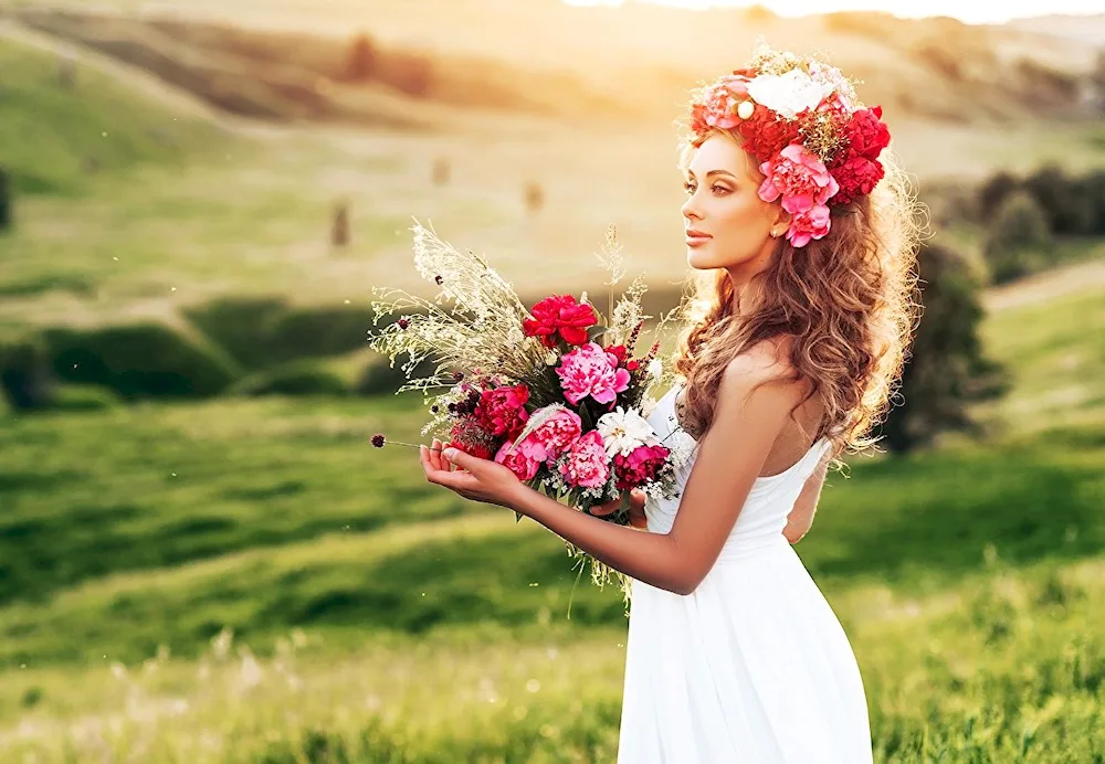 Girl with flowers