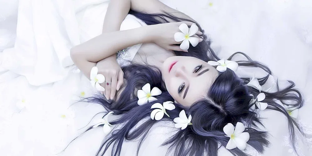 Girl with flowers in hair