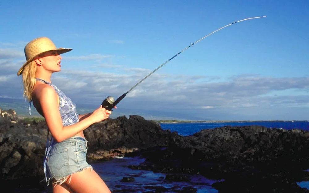 Girl with fishing rod