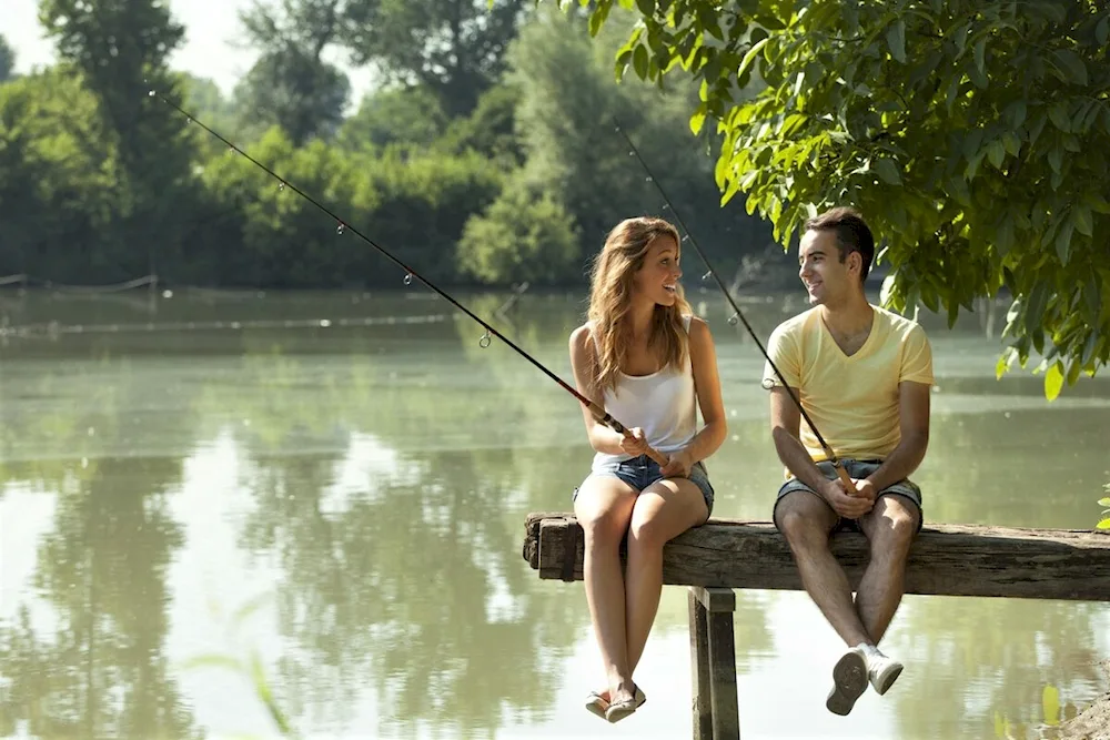 Girls on fishing