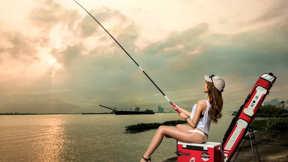 Girl with a fishing rod