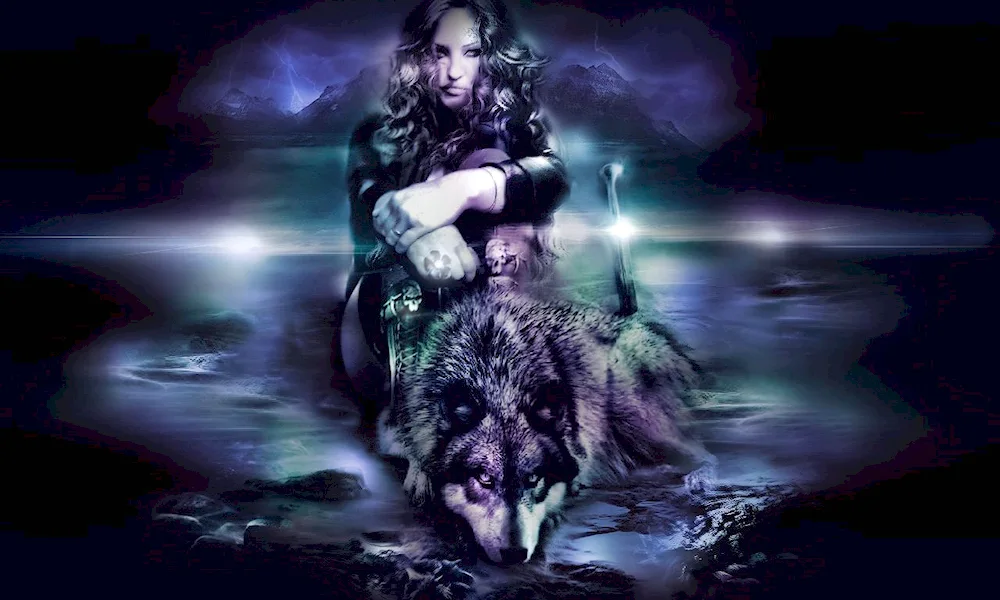 Girl with a wolf