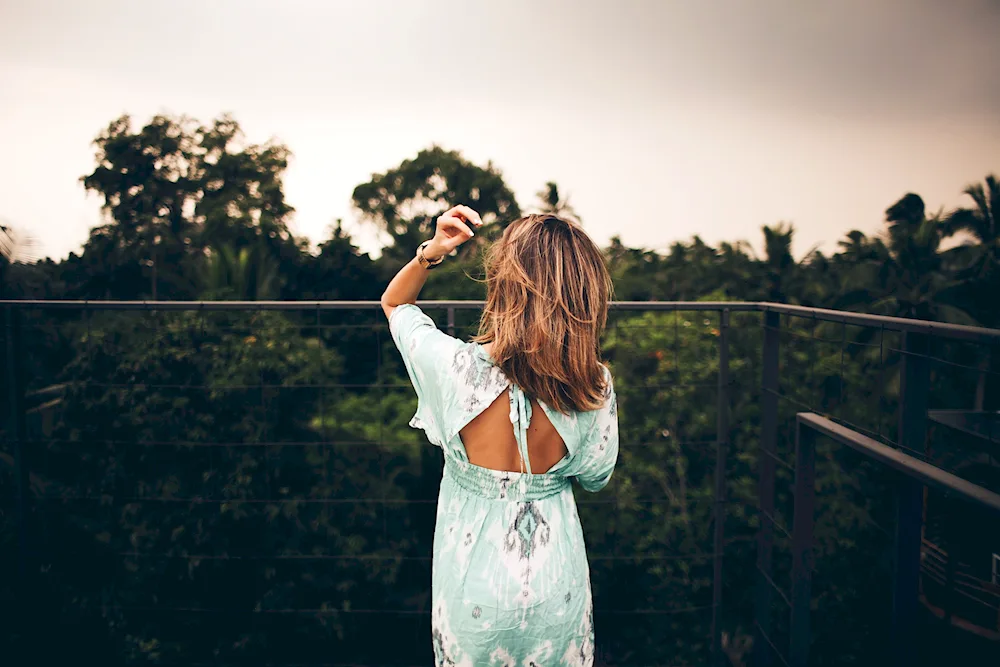 Girl with short hair from back