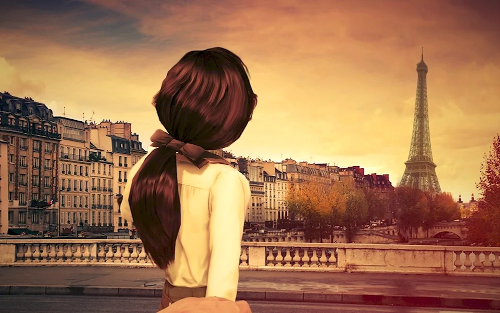 Girl with a bob from the back