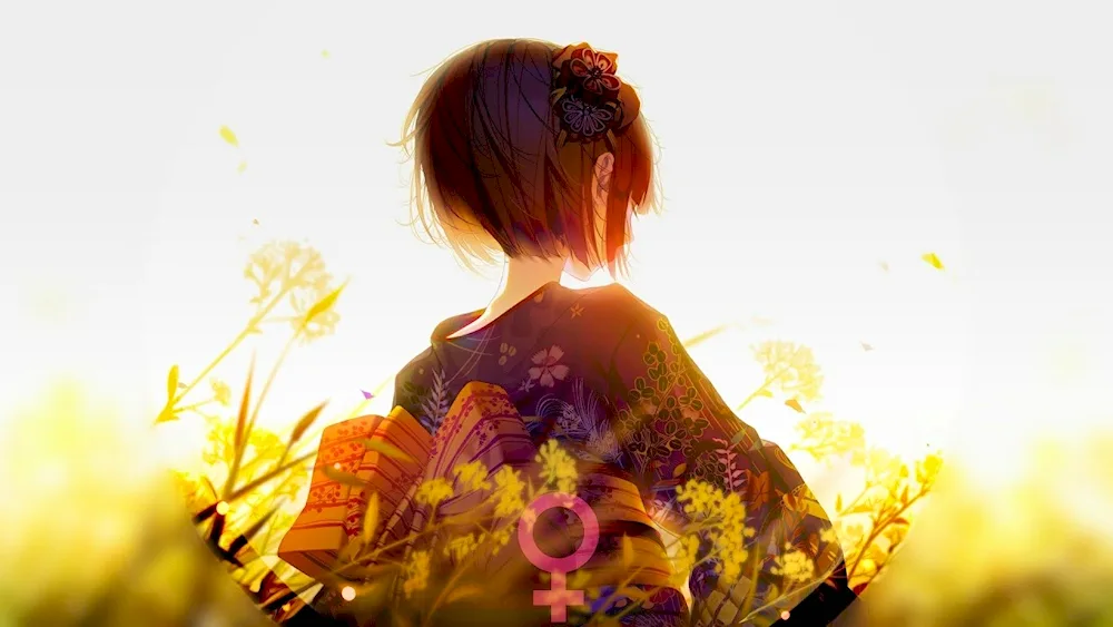 Girl with back view
