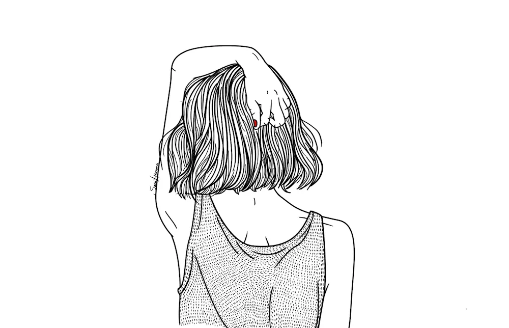Girl from back drawing