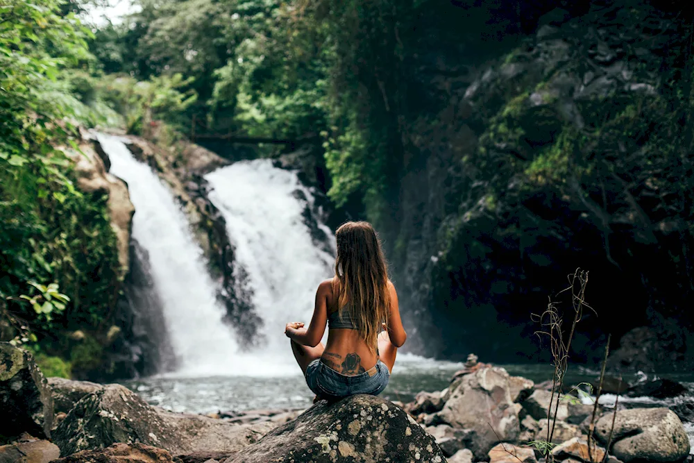 Jasmine Waterfall girl at the waterfall