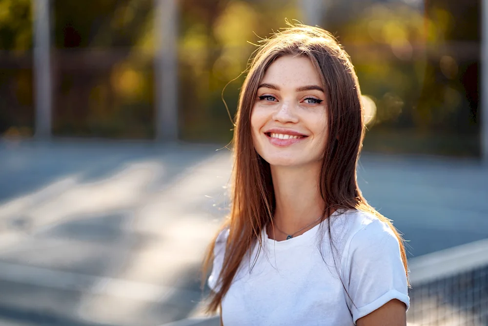 The girl smiling