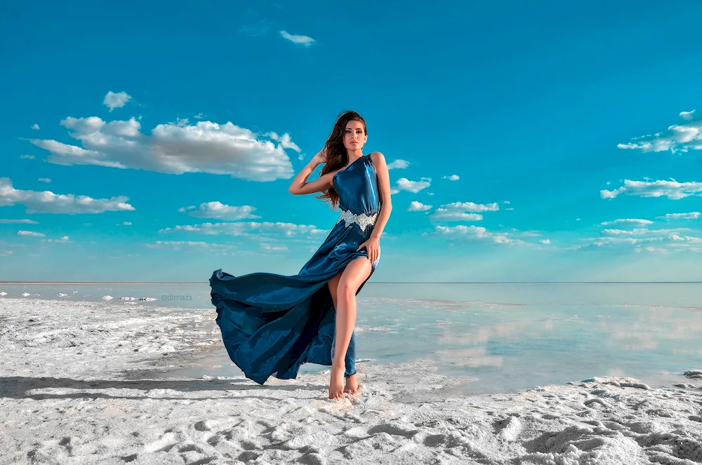 Girl in blue dress