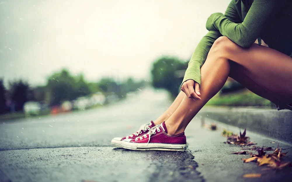 Girl in sneakers