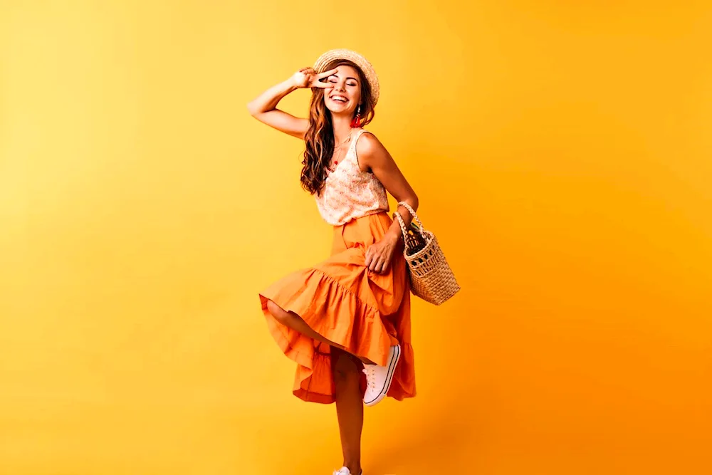 Orange checked skirt