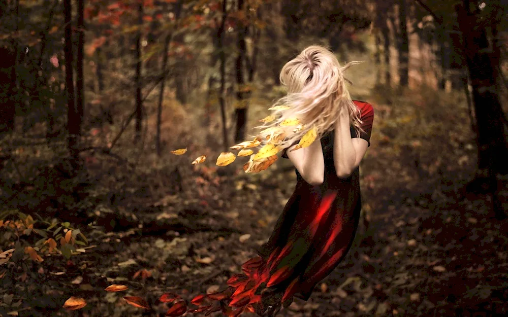 Girl in the autumn forest. forest