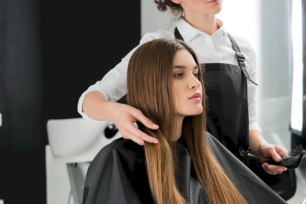 Girl in a barbershop