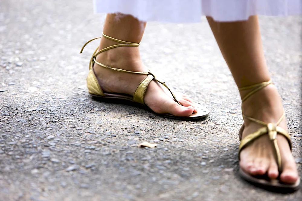 Girls in sandals in sandals