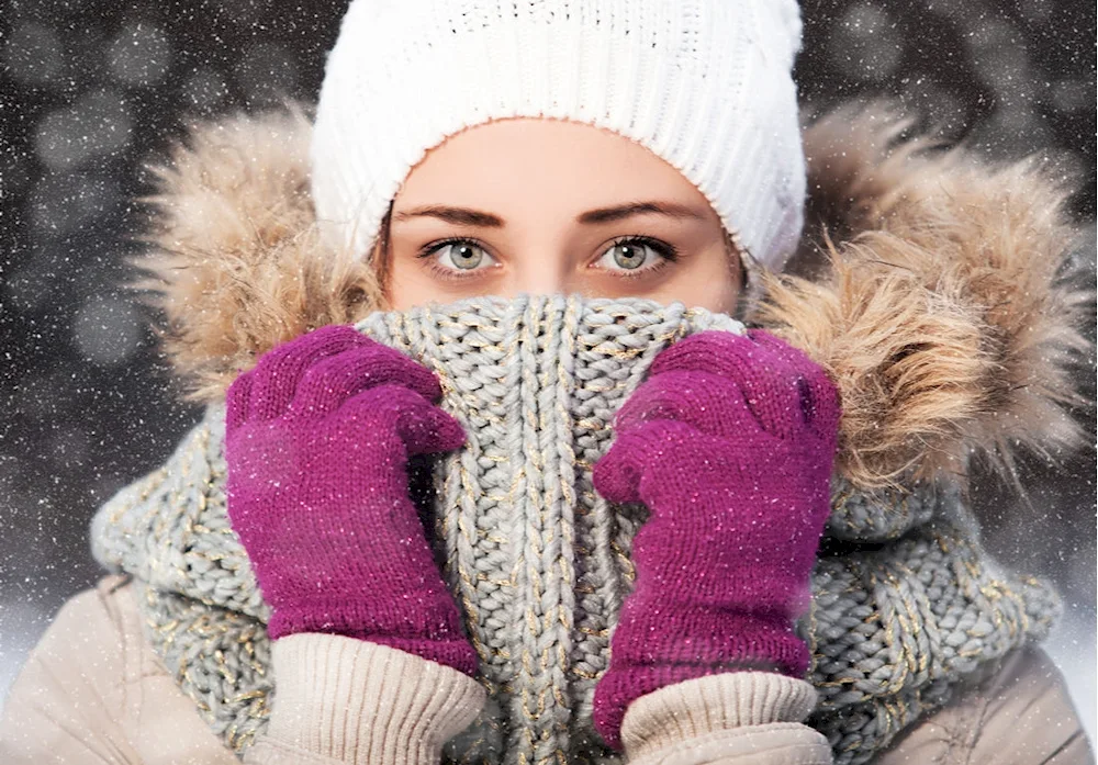 Girl in scarf in winter