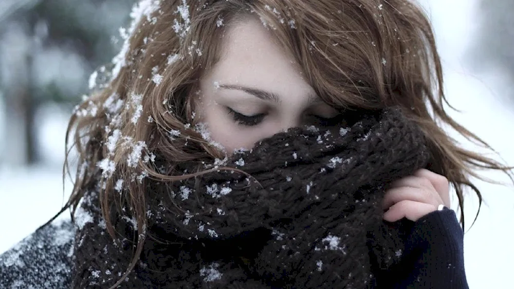Girl winter from back