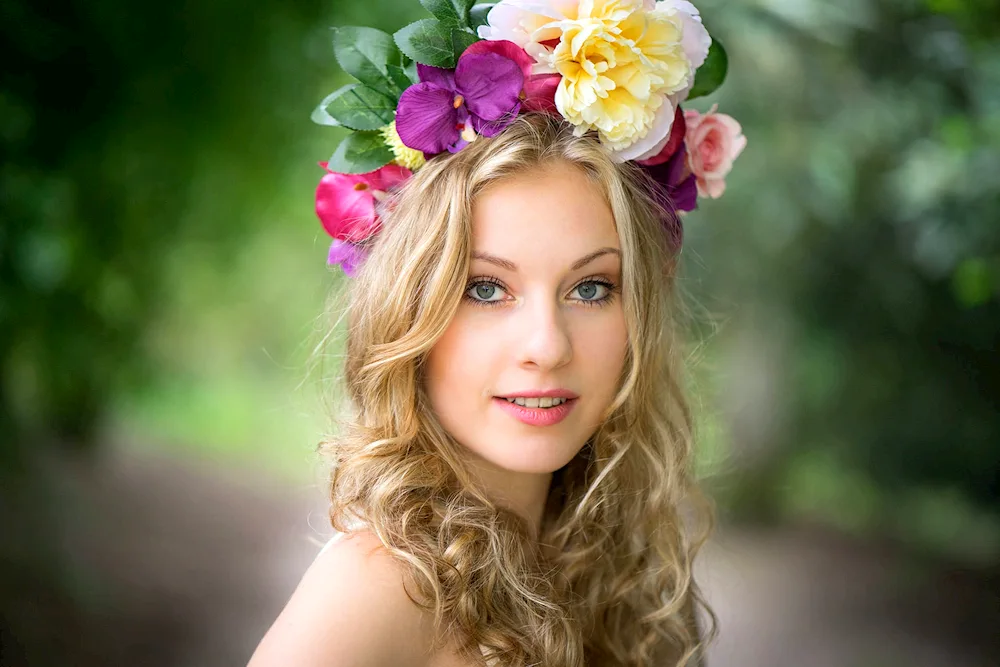 Girl with flowers in her head