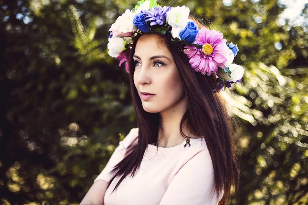 Girl with a wreath with wreath