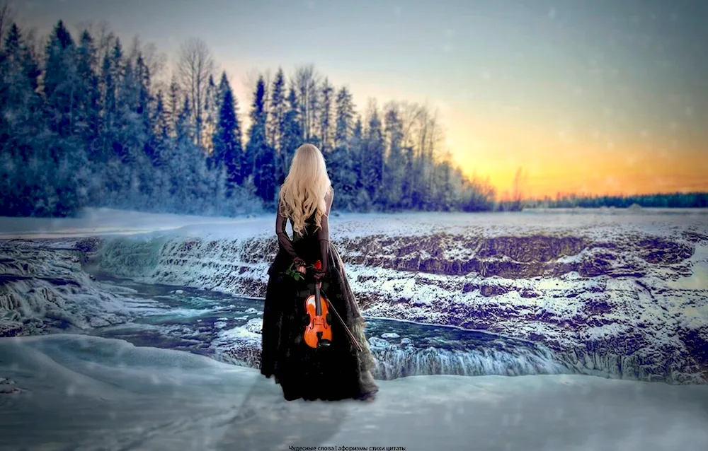 Girl in the winter forest