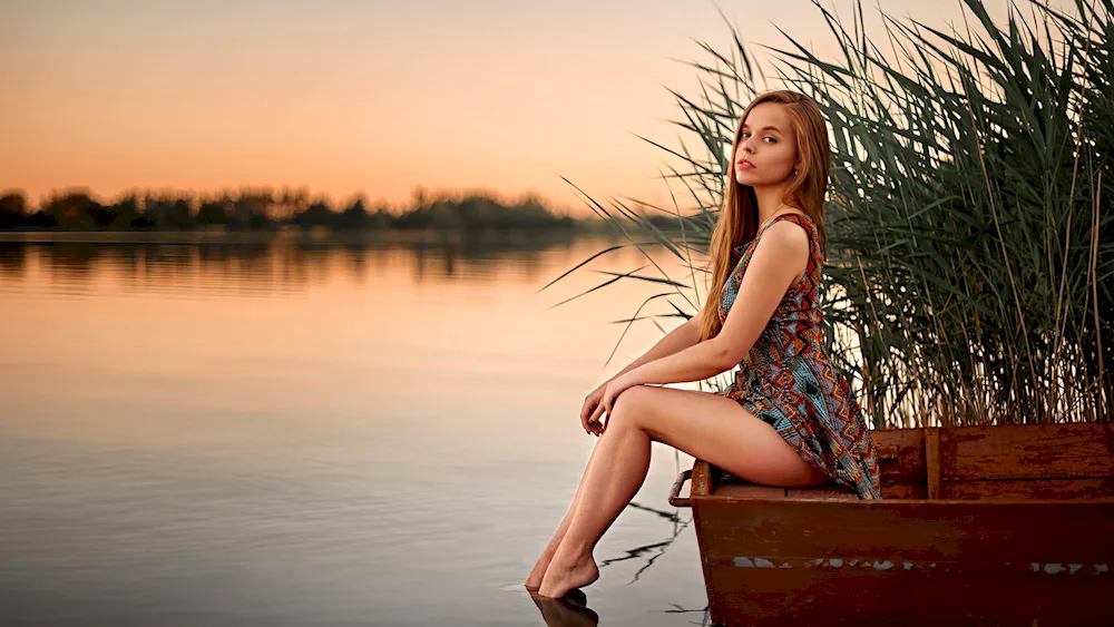 Girls by the lake