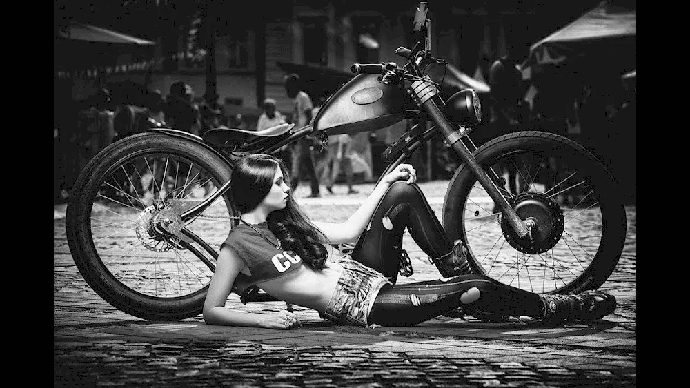 Girls on retro motorbikes