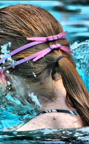 Girls in the pool head