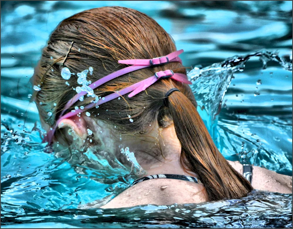 Girls in the pool head