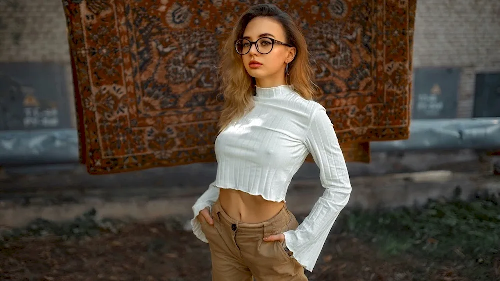 Girls with glasses and figure