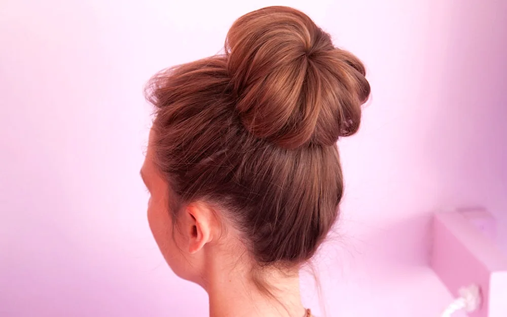 Bun hairstyle with a bun on the top of the head