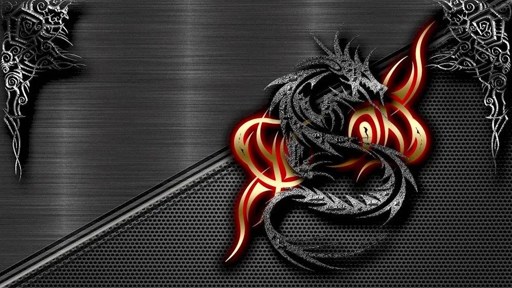 Dragon on the black background