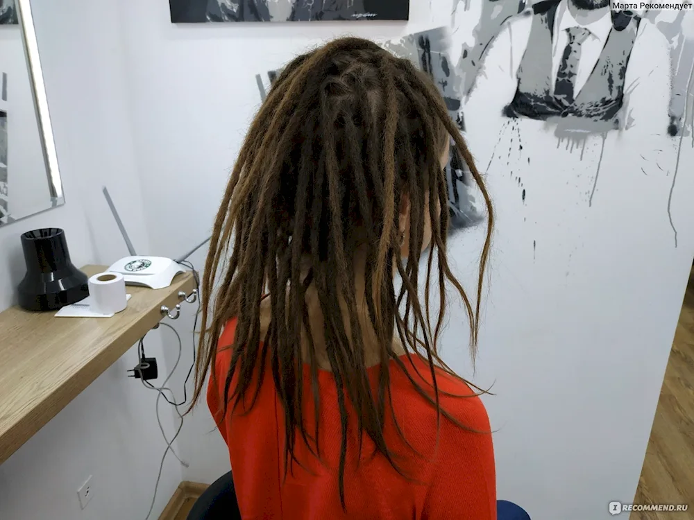 Dreadlocks up to the shoulder blades