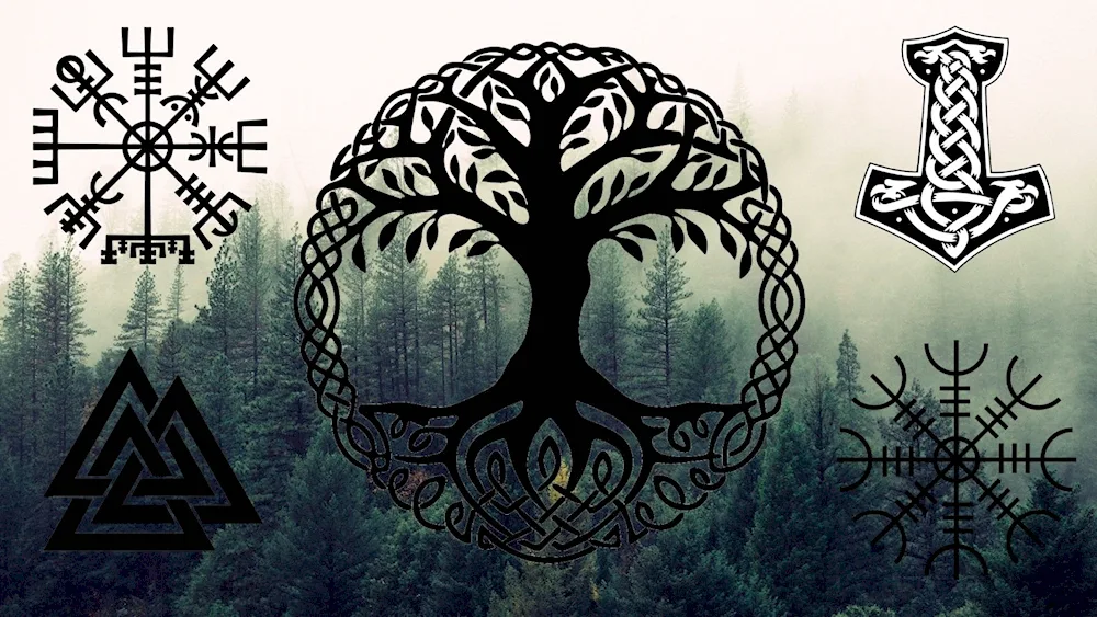 Tree of Life Yggdrasil with runes