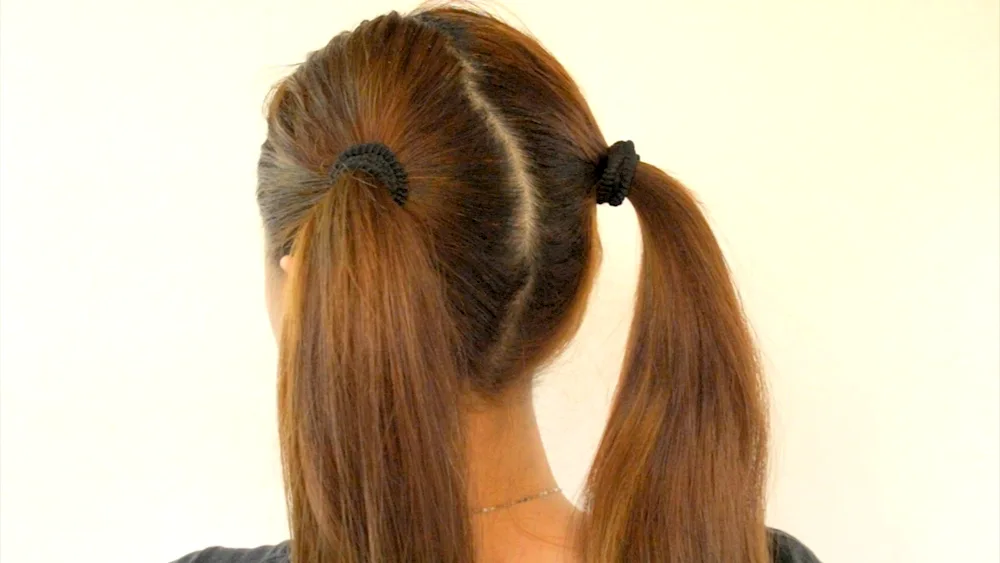 Con ponytail with two buns
