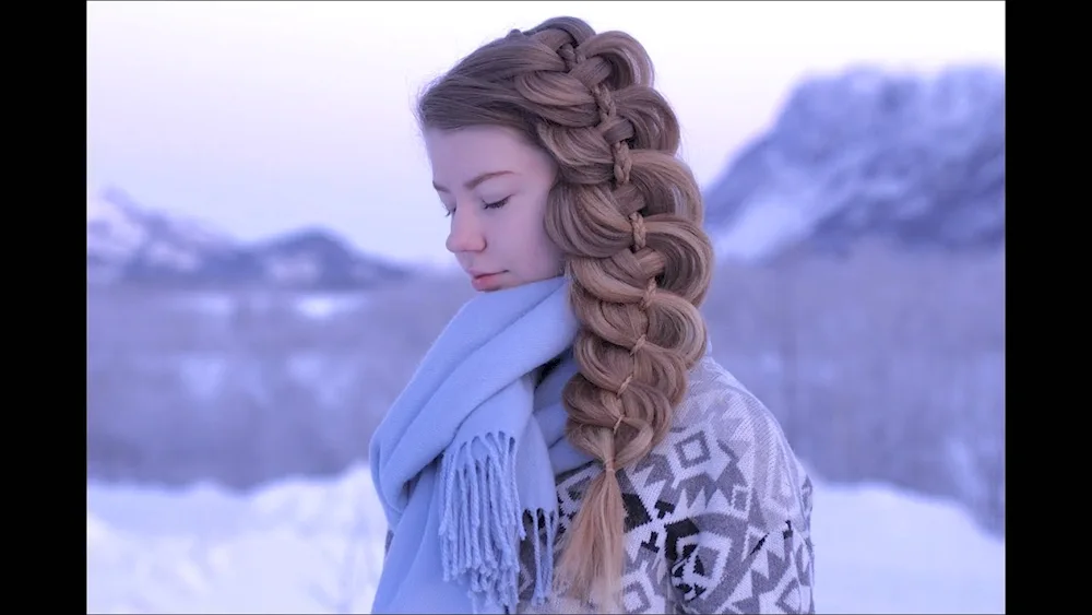 Two braids on long hair voluminous